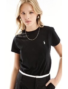 Polo Ralph Lauren - T-shirt girocollo nera con logo-Nero