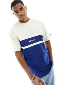 ellesse - Rocazzi - T-shirt colorblock bianco sporco e blu navy
