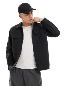 Champion - Camicia giacca multitasche nera con zip-Nero