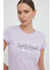 Armani Exchange t-shirt in cotone donna colore violetto