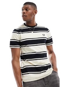 Fred Perry - T-shirt beige con righe larghe-Neutro