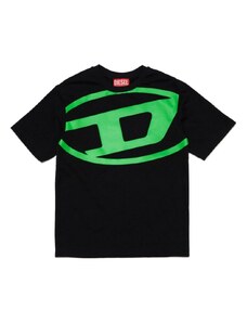 DIESEL KIDS T-shirt nera logo stampa contrasto