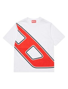 DIESEL KIDS T-shirt bianca logo stampa obliqua