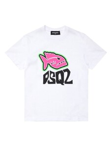 DSQUARED KIDS T-shirt bianca logo shark