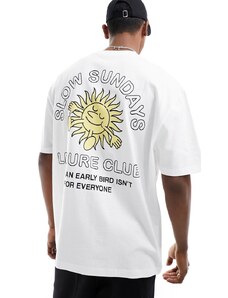 ASOS DESIGN - T-shirt oversize bianca con stampa "Sunshine" sul retro-Bianco