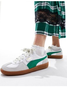 PUMA - Palermo - Sneakers in pelle bianche con dettagli verdi-Bianco