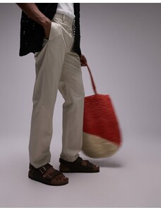 Topman - Pantaloni eleganti dritti in cotone color pietra-Neutro