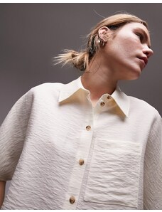 Topshop - Camicia corta leggera in twill avorio-Bianco