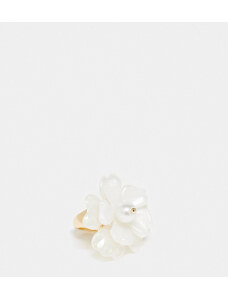 Reclaimed Vintage - Anello bianco con decorazione floreale-Argento