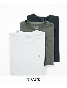 AllSaints - Brace - Confezione multipack da 3 T-shirt multicolore in cotone pettinato-Nero