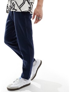 Selected Homme - Pantaloni slim affusolati in misto lino blu navy