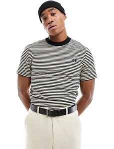 Fred Perry - T-shirt pesante a righe sottili nere-Nero