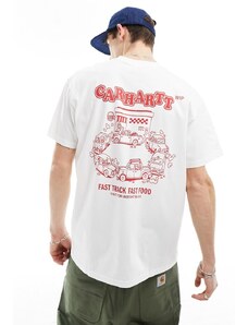 Carhartt WIP - T-shirt bianca con stampa di fast food sul retro-Bianco
