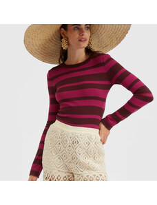 La DoubleJ Knitwear gend - Crew Top Solid Fuchsia L 95%Cotton 5%Cashmere