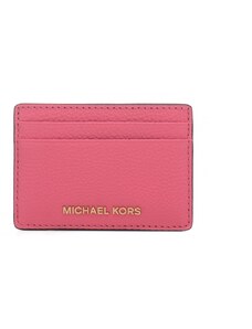 Michael Kors portacarte donna in vera pelle rosa con logo