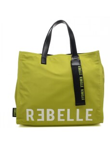 Rebelle borsa shopping electra con maxi logo e tracolla removibile verde green