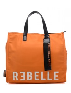 Rebelle borsa shopping electra con maxi logo e tracolla removibile arancio orange