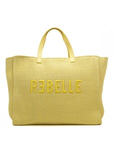 Rebelle borsa a mano donna con maxi logo giallo limone