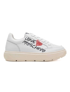Moschino sneakers donna in pelle bianca con logo laterale
