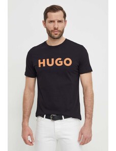 HUGO t-shirt in cotone uomo colore nero