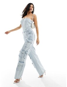 Simmi Clothing SIMMI - Tuta jumpsuit a fascia con fondo ampio blu
