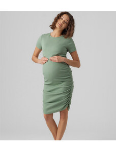 Mama.licious Mamalicious Maternity - Vestito midi a maniche corte a 2 funzioni per l'allattamento verde salvia con arricciatura laterale