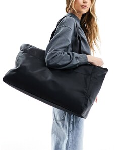 ASOS DESIGN - Maxi borsa nera con zip e manici intessuti-Nero