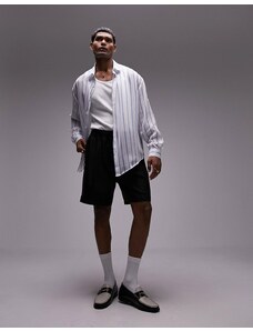 Topman - Camicia a maniche lunghe oversize bianca trasparente a righe-Bianco