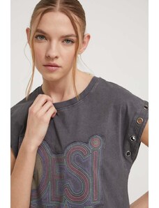 Desigual t-shirt in cotone donna colore grigio