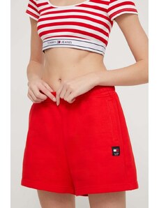 Tommy Jeans pantaloncini in cotone colore rosso
