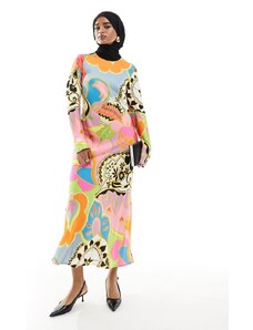 Never Fully Dressed - Vestito lungo a maniche lunghe con stampa a fiori astratta-Multicolore