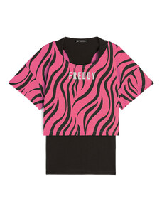 Freddy Set canotta+t-shirt cropped da donna con stampa zebrata
