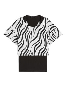 Freddy Set canotta+t-shirt cropped da donna con stampa zebrata
