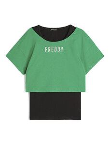 Freddy Set canotta+t-shirt cropped da donna con logo satin