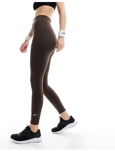 Nike - Training One Dri-Fit - Leggings a 7/8 a vita alta color marrone barocco