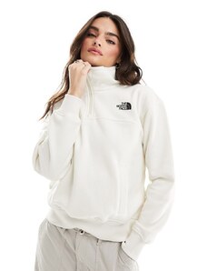 The North Face - Essential - Felpa bianco sporco oversize con logo e zip corta