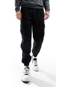 New Look - Pantaloni cargo neri con fondo elasticizzato-Nero