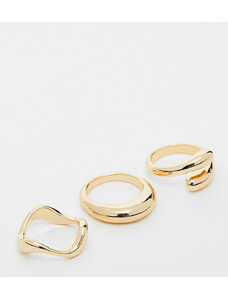 ASOS Curve ASOS DESIGN Curve - Confezione da 3 anelli color oro con design minimal misti