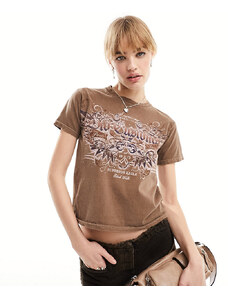 Reclaimed Vintage - Americana - T-shirt mini marrone slavato