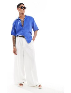 ASOS DESIGN - Pantaloni eleganti a fondo super ampio bianchi-Bianco