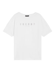 Freddy T-shirt donna comfort fit in jersey leggero con logo glitter