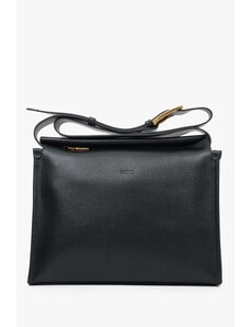 Women's Black Messenger Bag made of Genuine Leather Estro ER00112497
