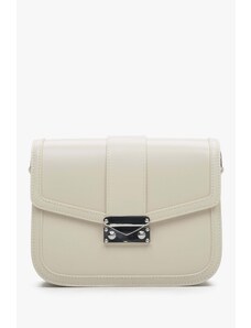 Women's Small Light Beige Handbag made of Genuine Leather with Silver Hardware Estro ER00113900