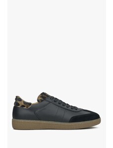 Women's Black Animal Print Sneakers made of Italian Genuine Leather Estro ER00114525