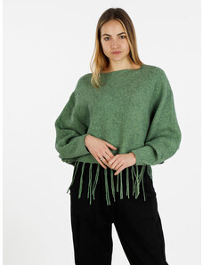 Solada Pullover Donna In Maglia Con Frange Verde Taglia Unica