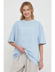 HUGO t-shirt in cotone donna colore blu