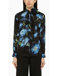 Dolce&Gabbana Camicia stampa fiore campanule in seta