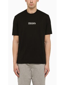 ZEGNA T-shirt girocollo nera con logo
