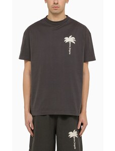 Palm Angels T-shirt grigia scura in cotone con stampa