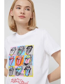 Desigual t-shirt in cotone x The Rolling Stones donna colore bianco